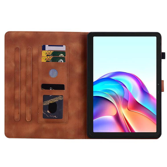 For Tecno Megapad 11 Lily Embossed Leather Tablet Case(Brown)