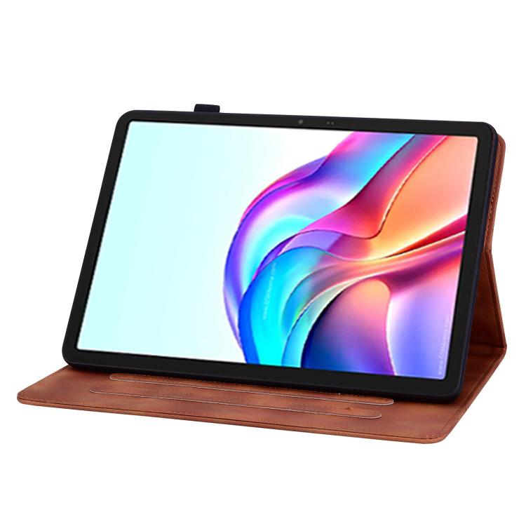 For Tecno Megapad 11 Lily Embossed Leather Tablet Case(Brown)