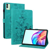 For Tecno Megapad 11 Lily Embossed Leather Tablet Case(Green)