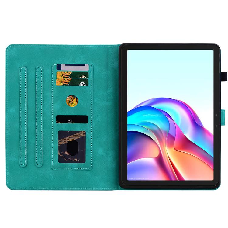For Tecno Megapad 11 Lily Embossed Leather Tablet Case(Green)