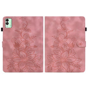 For Tecno Megapad 11 Lily Embossed Leather Tablet Case(Pink)
