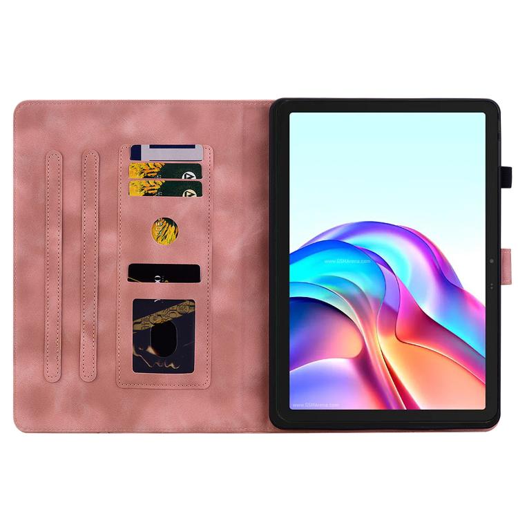 For Tecno Megapad 11 Lily Embossed Leather Tablet Case(Pink)