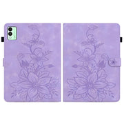 For Tecno Megapad 11 Lily Embossed Leather Tablet Case(Purple)