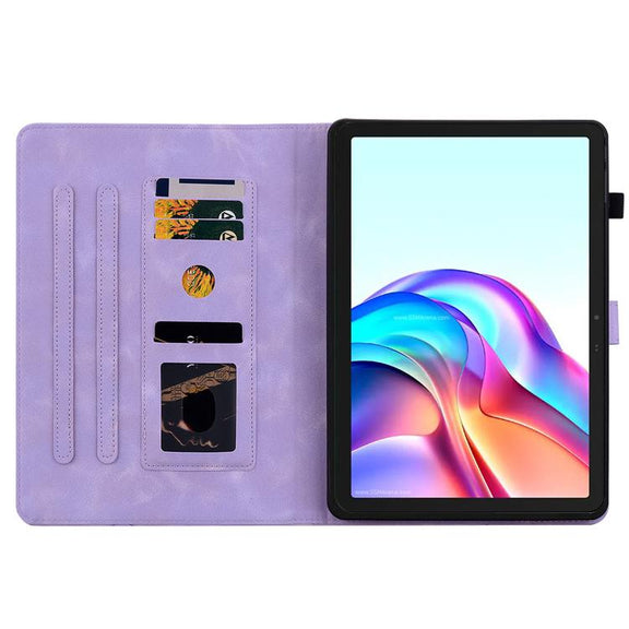 For Tecno Megapad 11 Lily Embossed Leather Tablet Case(Purple)