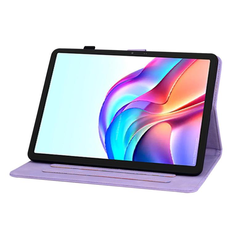 For Tecno Megapad 11 Lily Embossed Leather Tablet Case(Purple)