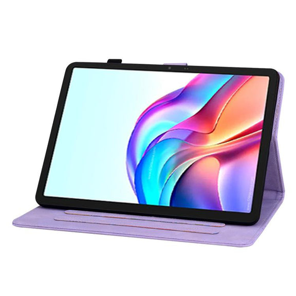 For Tecno Megapad 11 Lily Embossed Leather Tablet Case(Purple)