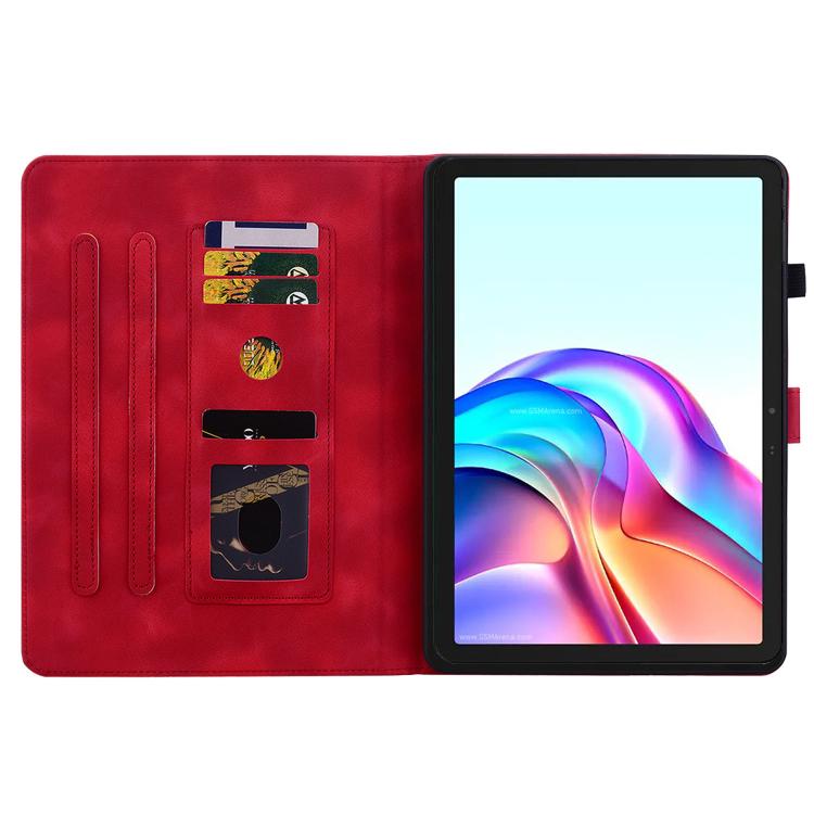 For Tecno Megapad 11 Lily Embossed Leather Tablet Case(Red)
