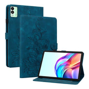 For Tecno Megapad 11 Lily Embossed Leather Tablet Case(Dark Blue)