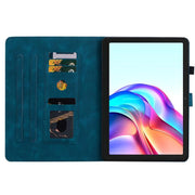 For Tecno Megapad 11 Lily Embossed Leather Tablet Case(Dark Blue)