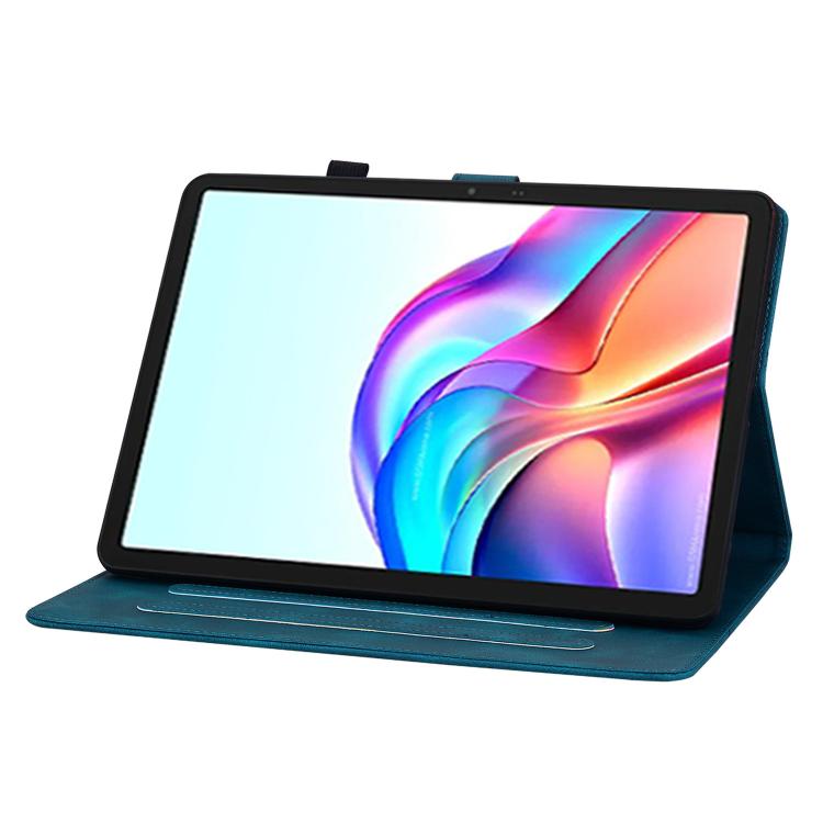 For Tecno Megapad 11 Lily Embossed Leather Tablet Case(Dark Blue)