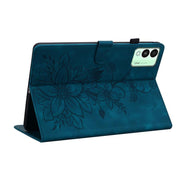 For Tecno Megapad 11 Lily Embossed Leather Tablet Case(Dark Blue)