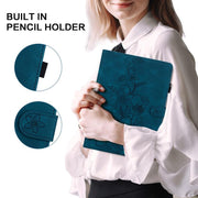 For Tecno Megapad 11 Lily Embossed Leather Tablet Case(Dark Blue)