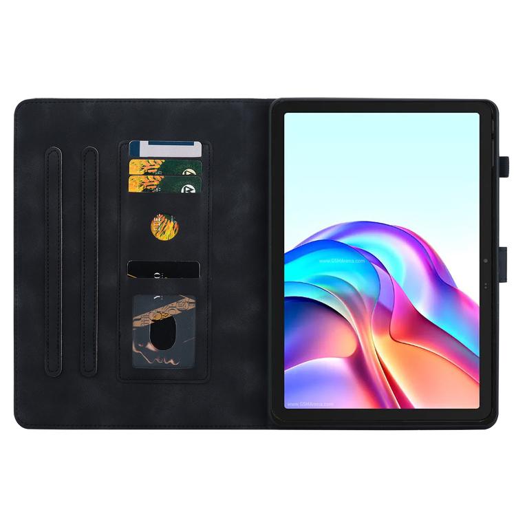 For Tecno Megapad 11 Lily Embossed Leather Tablet Case(Black)
