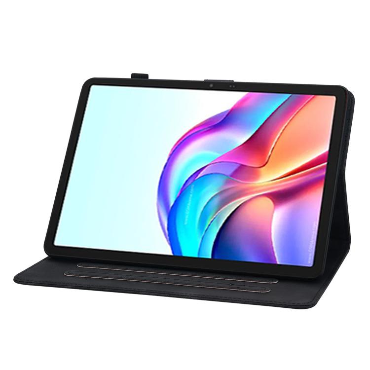 For Tecno Megapad 11 Lily Embossed Leather Tablet Case(Black)