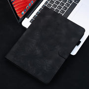 For Tecno Megapad 11 Lily Embossed Leather Tablet Case(Black)