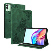 For Tecno Megapad 11 Butterfly Flower Embossed Leather Tablet Case(Green)