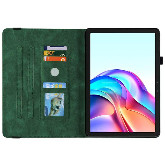 For Tecno Megapad 11 Butterfly Flower Embossed Leather Tablet Case(Green)