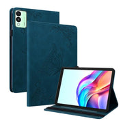For Tecno Megapad 11 Butterfly Flower Embossed Leather Tablet Case(Blue)