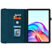 For Tecno Megapad 11 Butterfly Flower Embossed Leather Tablet Case(Blue)