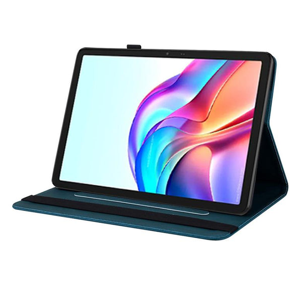 For Tecno Megapad 11 Butterfly Flower Embossed Leather Tablet Case(Blue)