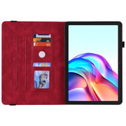 For Tecno Megapad 11 Butterfly Flower Embossed Leather Tablet Case(Red)