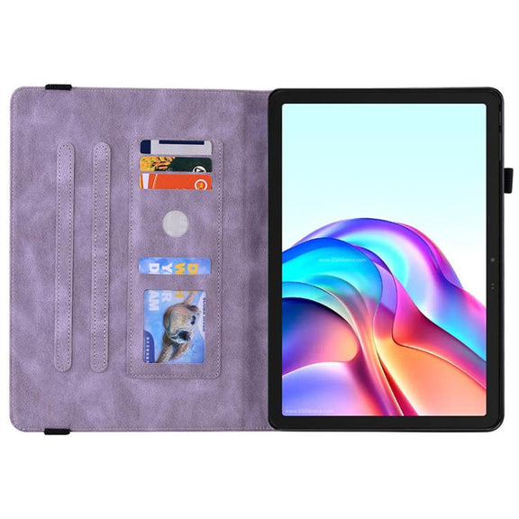 For Tecno Megapad 11 Butterfly Flower Embossed Leather Tablet Case(Purple)