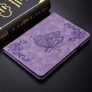 For Tecno Megapad 11 Butterfly Flower Embossed Leather Tablet Case(Purple)