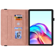 For Tecno Megapad 11 Butterfly Flower Embossed Leather Tablet Case(Rose Gold)
