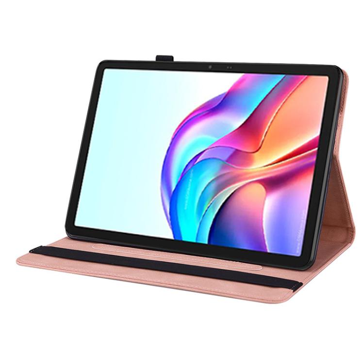 For Tecno Megapad 11 Butterfly Flower Embossed Leather Tablet Case(Rose Gold)