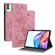 For Tecno Megapad 11 Butterfly Rose Embossed Leather Tablet Case(Pink) - Others by PMC TechLife | Online Shopping South Africa | PMC TechLife | Buy Now Pay Later Mobicred