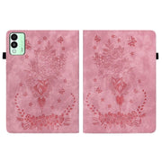 For Tecno Megapad 11 Butterfly Rose Embossed Leather Tablet Case(Pink)