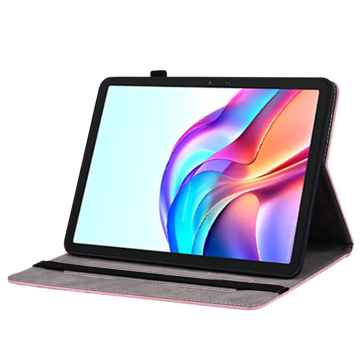 For Tecno Megapad 11 Butterfly Rose Embossed Leather Tablet Case(Pink)