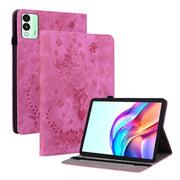 For Tecno Megapad 11 Butterfly Rose Embossed Leather Tablet Case(Rose Red)