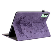 For Tecno Megapad 11 Butterfly Rose Embossed Leather Tablet Case(Purple)