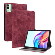 For Tecno Megapad 11 Butterfly Rose Embossed Leather Tablet Case(Red)