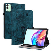 For Tecno Megapad 11 Butterfly Rose Embossed Leather Tablet Case(Dark Blue)