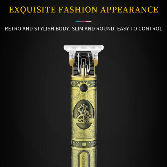 VGR V-085 Vintage Hairstyles Carving USB Electric Hair Clipper(Gold)