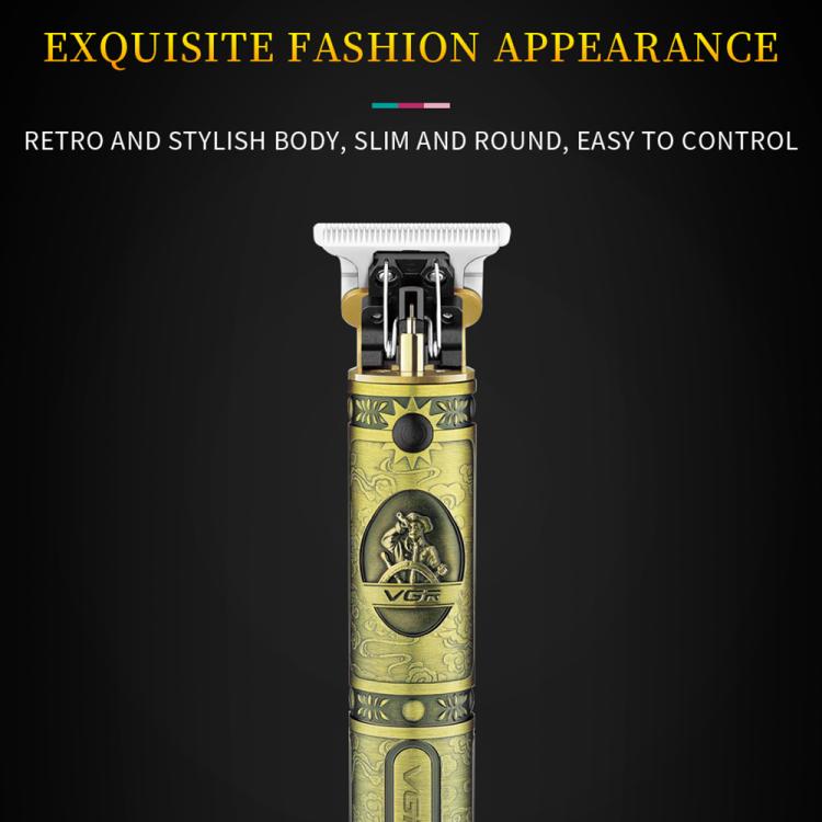 VGR V-085 Vintage Hairstyles Carving USB Electric Hair Clipper(Gold)