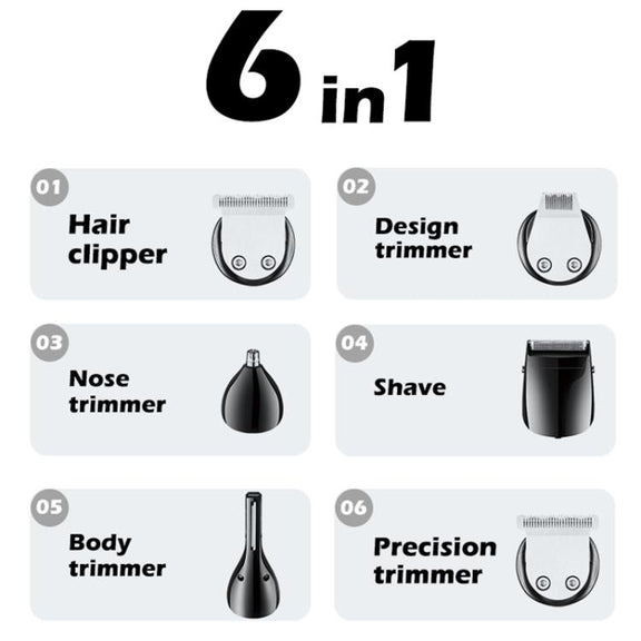 VGR V-106 6-in-1 Digital Display Electric Hair Clipper Kit(Gold)