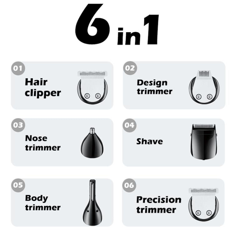 VGR V-106 6-in-1 Digital Display Electric Hair Clipper Kit(Gold)