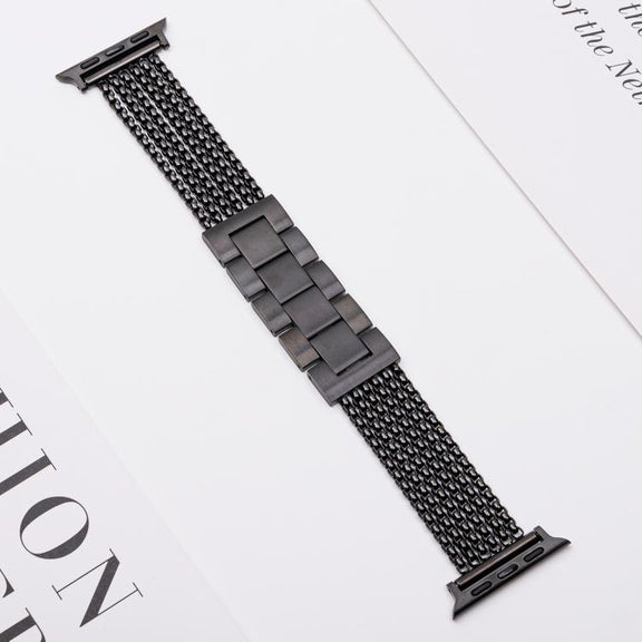 For Apple Watch 42mm / 41mm / 40mm / 38mm 6-Chain Stainless Steel Watch Band(Black)