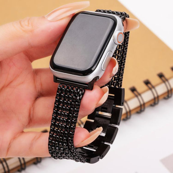 For Apple Watch 42mm / 41mm / 40mm / 38mm 6-Chain Stainless Steel Watch Band(Black)