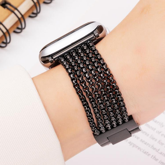For Apple Watch 42mm / 41mm / 40mm / 38mm 6-Chain Stainless Steel Watch Band(Black)