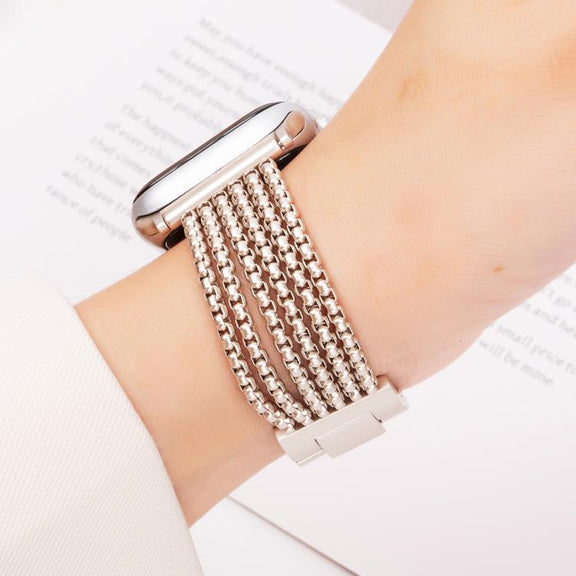 For Apple Watch 42mm / 41mm / 40mm / 38mm 6-Chain Stainless Steel Watch Band(Starlight)
