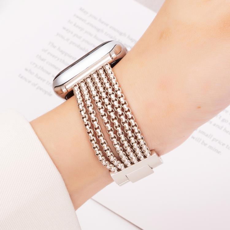 For Apple Watch 42mm / 41mm / 40mm / 38mm 6-Chain Stainless Steel Watch Band(Starlight)