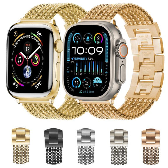 For Apple Watch 42mm / 41mm / 40mm / 38mm 6-Chain Stainless Steel Watch Band(Gold)