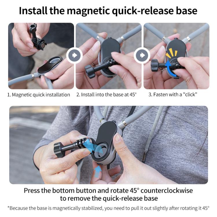 Magnetic Neck Mount Anti-shake Bracket, Type:4 in 1 Phone Clamp