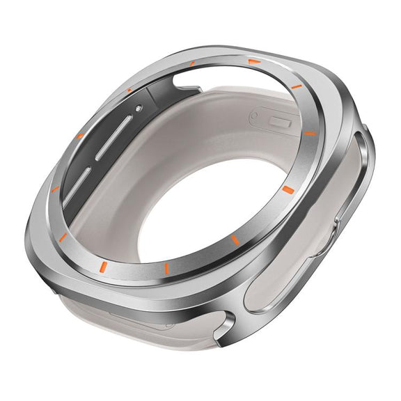 For Samsung Galaxy Watch Ultra 47mm Aluminum Alloy Metal PC Watch Protective Case(Grey Orange)
