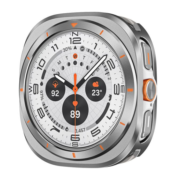 For Samsung Galaxy Watch Ultra 47mm Aluminum Alloy Metal PC Watch Protective Case(Grey Orange)
