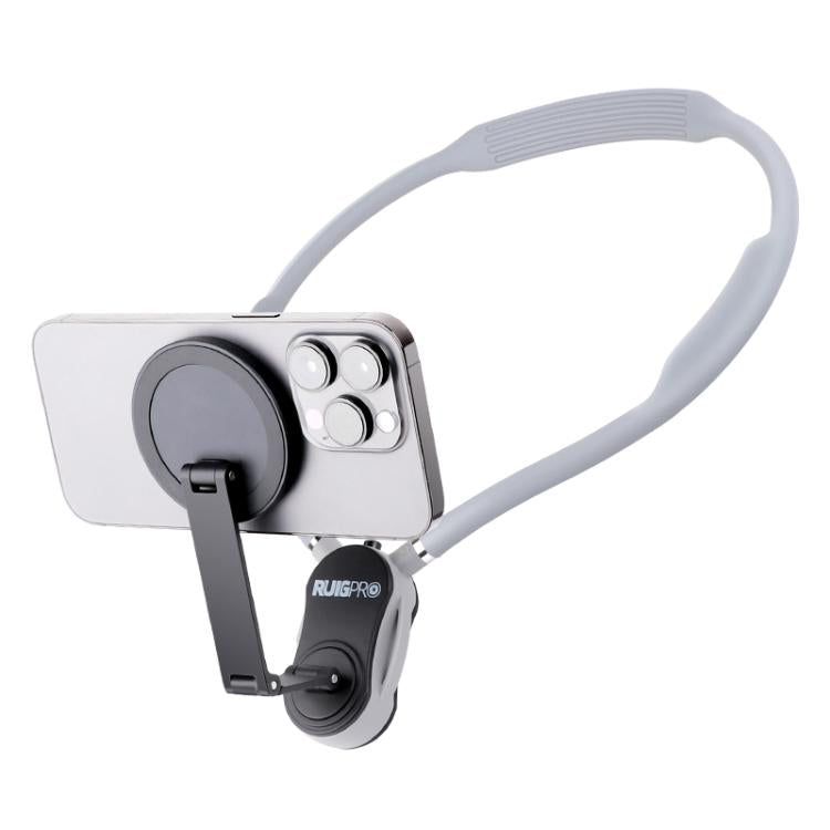 RUIGPRO Magnetic Neck Mount Anti-shake Phone Bracket(Grey)